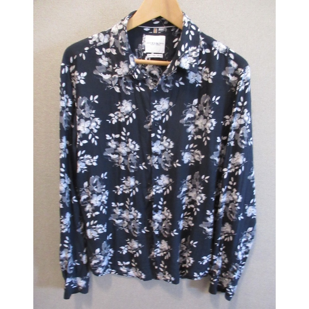 Ricky Singh Denim&Flower Floral Shirt Size Large LS
